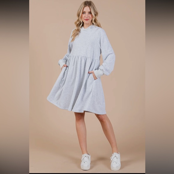 Boho Sweatshirt hooded dress with pocket - Picture 1 of 8